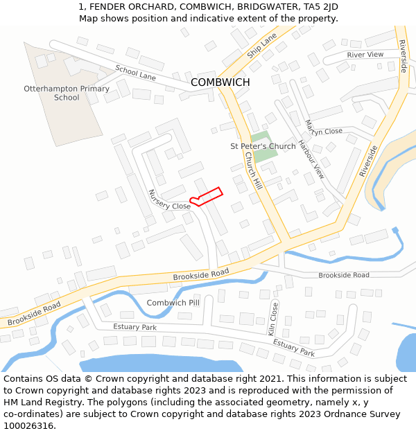 1, FENDER ORCHARD, COMBWICH, BRIDGWATER, TA5 2JD: Location map and indicative extent of plot