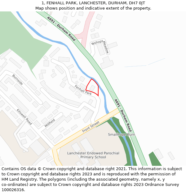 1, FENHALL PARK, LANCHESTER, DURHAM, DH7 0JT: Location map and indicative extent of plot