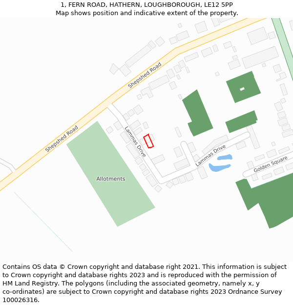 1, FERN ROAD, HATHERN, LOUGHBOROUGH, LE12 5PP: Location map and indicative extent of plot