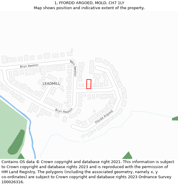 1, FFORDD ARGOED, MOLD, CH7 1LY: Location map and indicative extent of plot