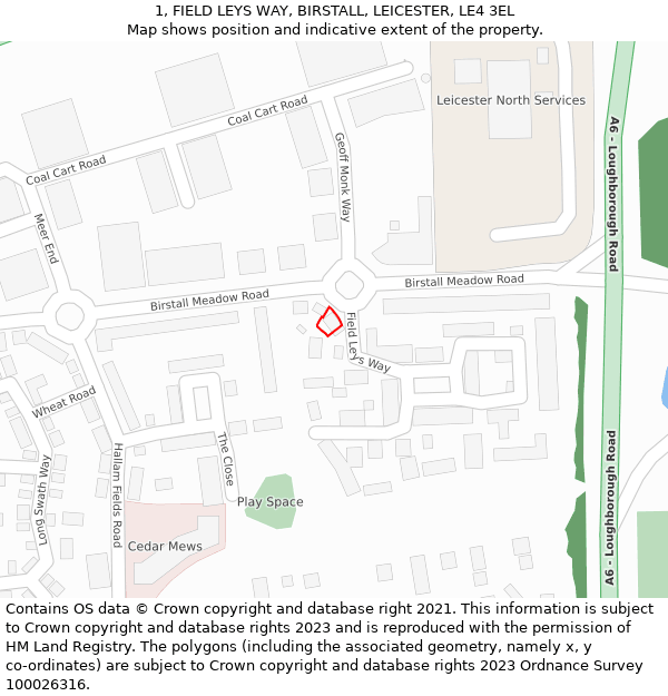 1, FIELD LEYS WAY, BIRSTALL, LEICESTER, LE4 3EL: Location map and indicative extent of plot