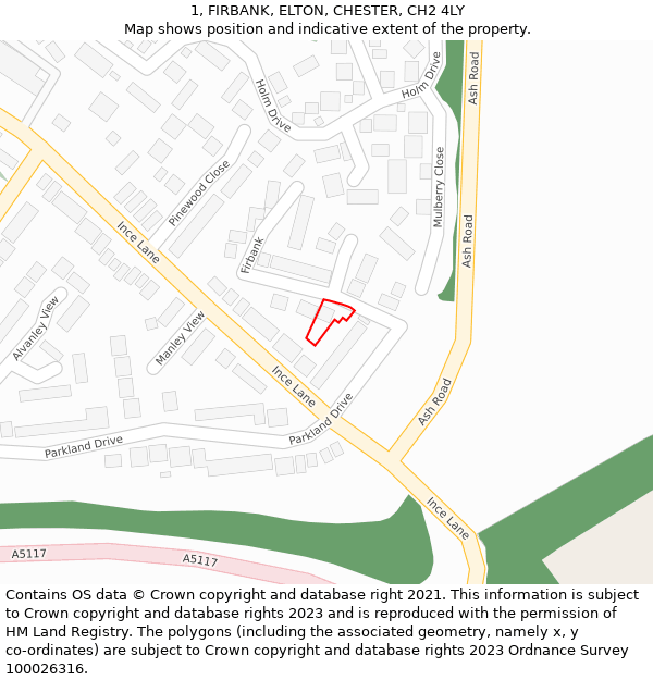 1, FIRBANK, ELTON, CHESTER, CH2 4LY: Location map and indicative extent of plot