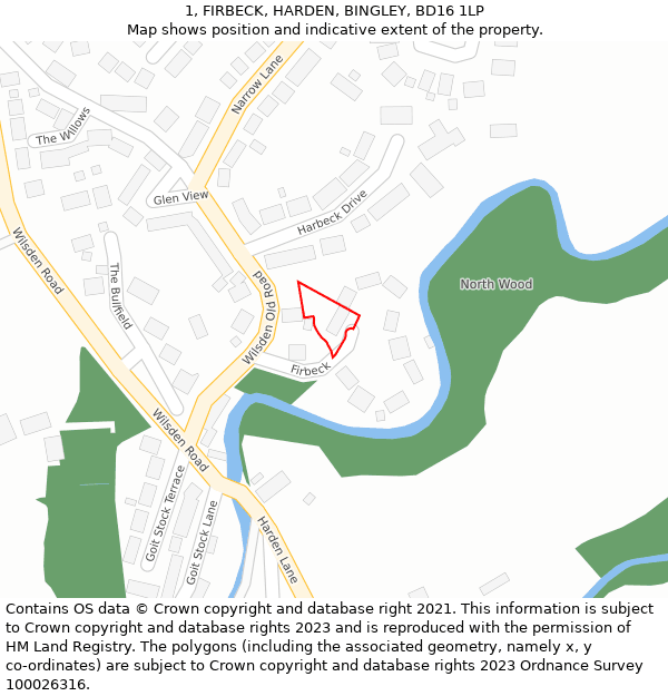 1, FIRBECK, HARDEN, BINGLEY, BD16 1LP: Location map and indicative extent of plot