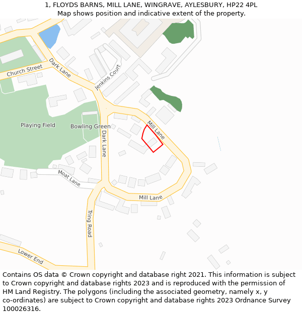 1, FLOYDS BARNS, MILL LANE, WINGRAVE, AYLESBURY, HP22 4PL: Location map and indicative extent of plot