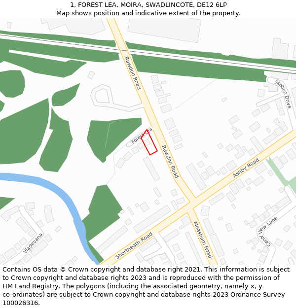 1, FOREST LEA, MOIRA, SWADLINCOTE, DE12 6LP: Location map and indicative extent of plot