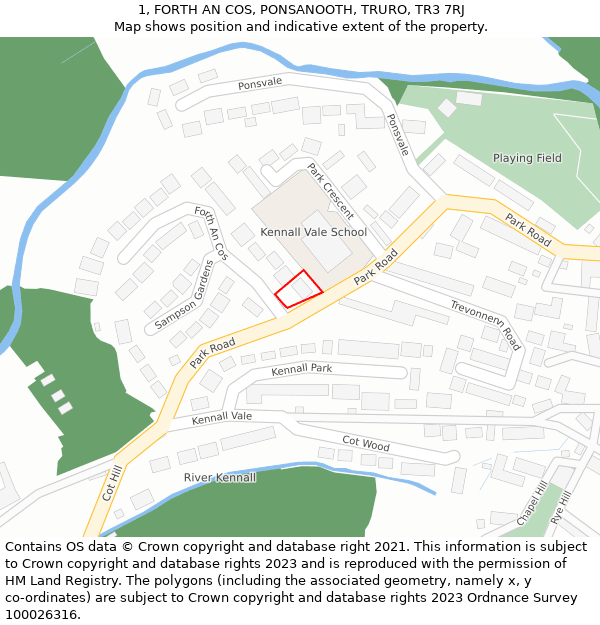 1, FORTH AN COS, PONSANOOTH, TRURO, TR3 7RJ: Location map and indicative extent of plot