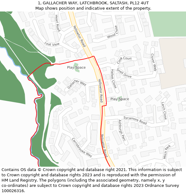 1, GALLACHER WAY, LATCHBROOK, SALTASH, PL12 4UT: Location map and indicative extent of plot