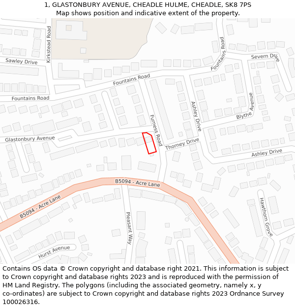 1, GLASTONBURY AVENUE, CHEADLE HULME, CHEADLE, SK8 7PS: Location map and indicative extent of plot