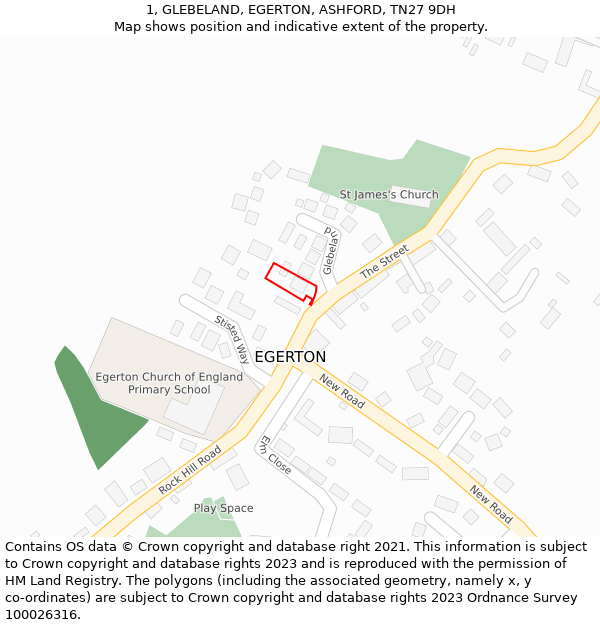 1, GLEBELAND, EGERTON, ASHFORD, TN27 9DH: Location map and indicative extent of plot