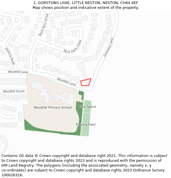 1, GORSTONS LANE, LITTLE NESTON, NESTON, CH64 4EF: Location map and indicative extent of plot