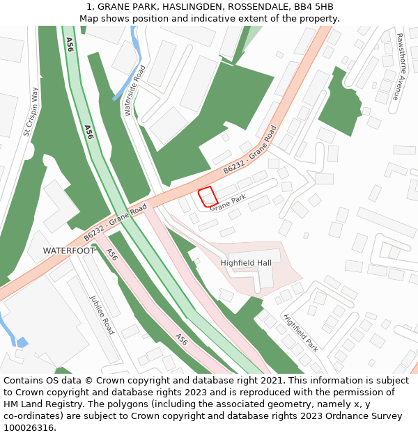 1, GRANE PARK, HASLINGDEN, ROSSENDALE, BB4 5HB: Location map and indicative extent of plot