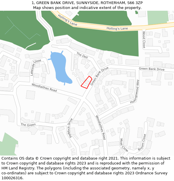 1, GREEN BANK DRIVE, SUNNYSIDE, ROTHERHAM, S66 3ZP: Location map and indicative extent of plot