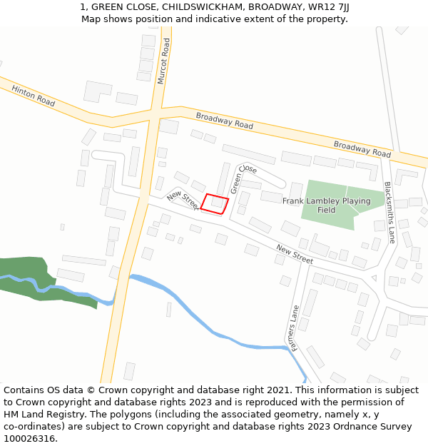 1, GREEN CLOSE, CHILDSWICKHAM, BROADWAY, WR12 7JJ: Location map and indicative extent of plot