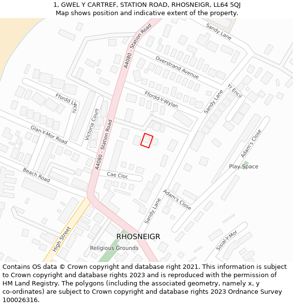 1, GWEL Y CARTREF, STATION ROAD, RHOSNEIGR, LL64 5QJ: Location map and indicative extent of plot