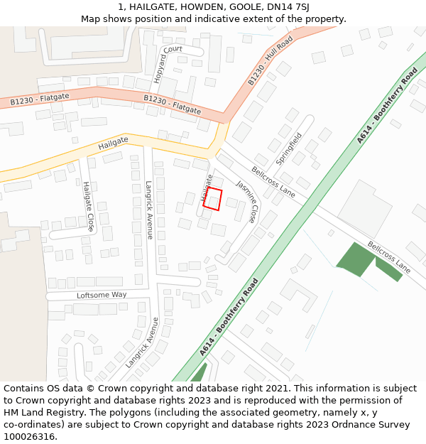 1, HAILGATE, HOWDEN, GOOLE, DN14 7SJ: Location map and indicative extent of plot