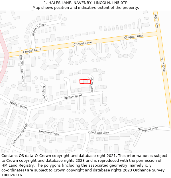 1, HALES LANE, NAVENBY, LINCOLN, LN5 0TP: Location map and indicative extent of plot