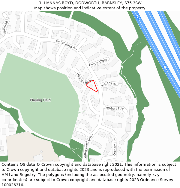 1, HANNAS ROYD, DODWORTH, BARNSLEY, S75 3SW: Location map and indicative extent of plot