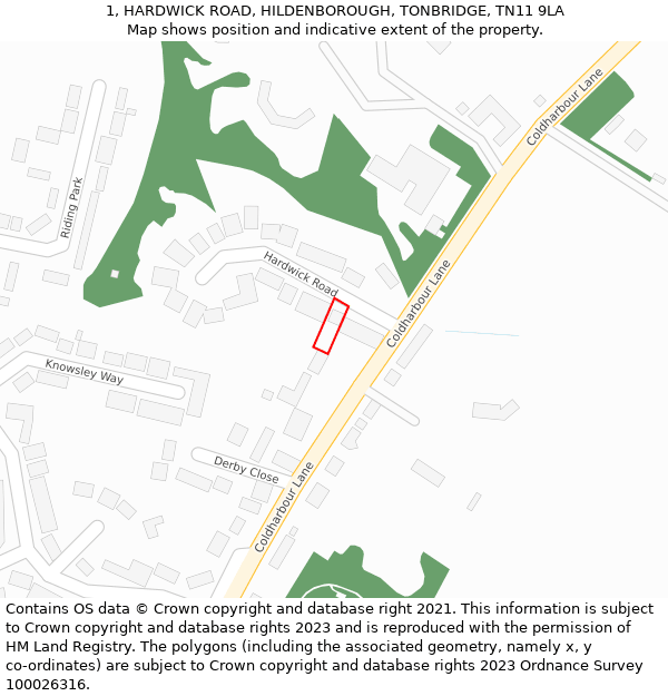 1, HARDWICK ROAD, HILDENBOROUGH, TONBRIDGE, TN11 9LA: Location map and indicative extent of plot