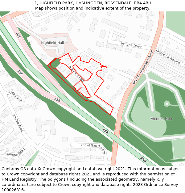 1, HIGHFIELD PARK, HASLINGDEN, ROSSENDALE, BB4 4BH: Location map and indicative extent of plot