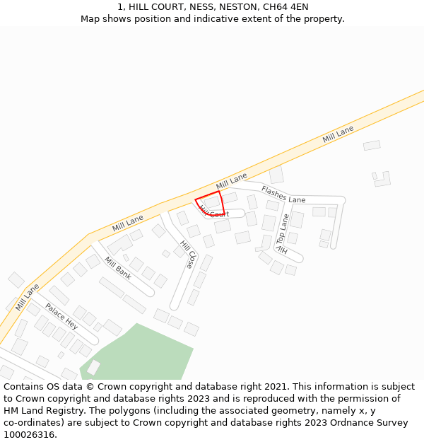 1, HILL COURT, NESS, NESTON, CH64 4EN: Location map and indicative extent of plot