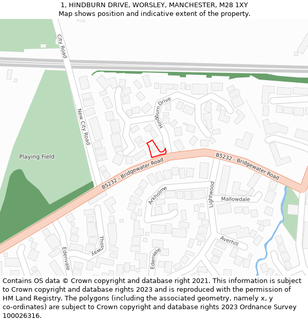 1, HINDBURN DRIVE, WORSLEY, MANCHESTER, M28 1XY: Location map and indicative extent of plot