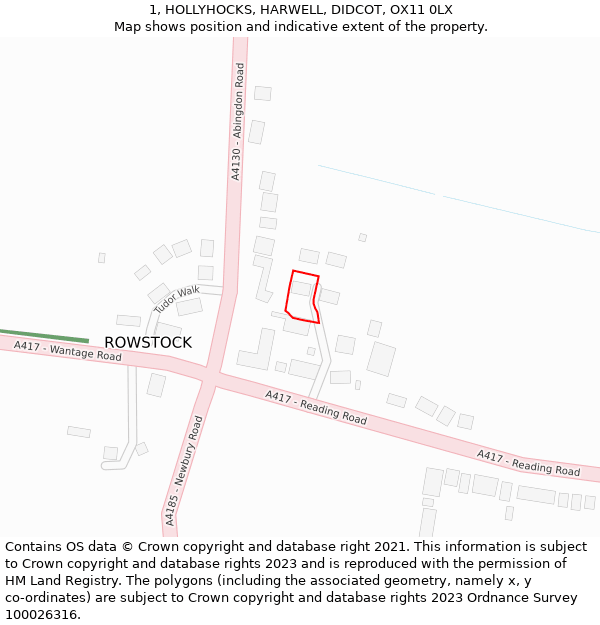 1, HOLLYHOCKS, HARWELL, DIDCOT, OX11 0LX: Location map and indicative extent of plot