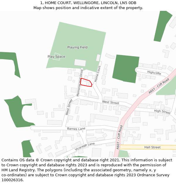 1, HOME COURT, WELLINGORE, LINCOLN, LN5 0DB: Location map and indicative extent of plot