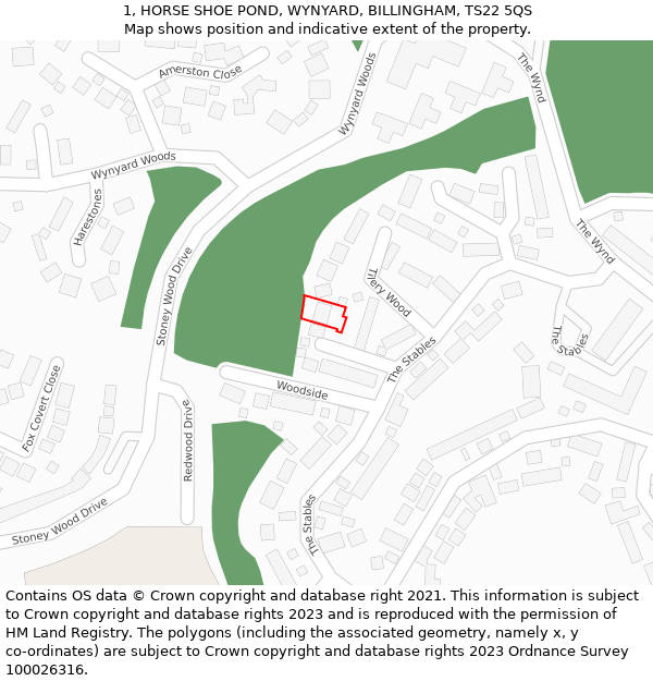 1, HORSE SHOE POND, WYNYARD, BILLINGHAM, TS22 5QS: Location map and indicative extent of plot