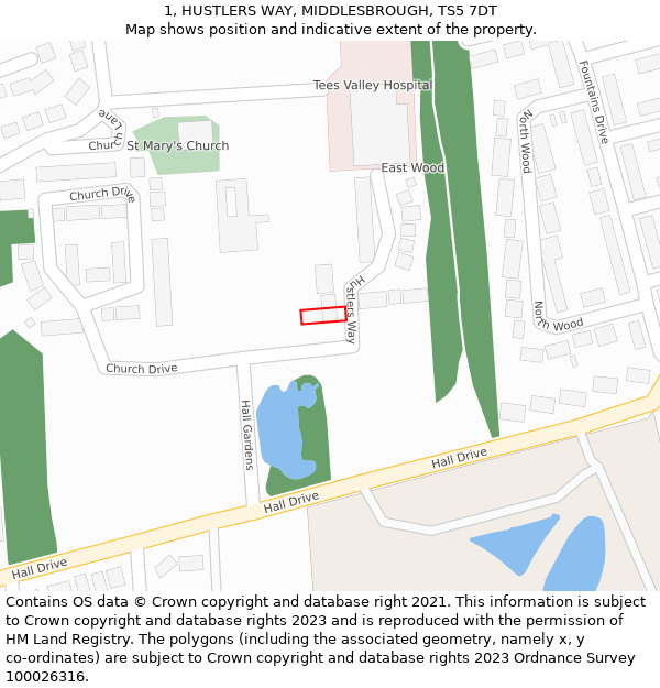 1, HUSTLERS WAY, MIDDLESBROUGH, TS5 7DT: Location map and indicative extent of plot