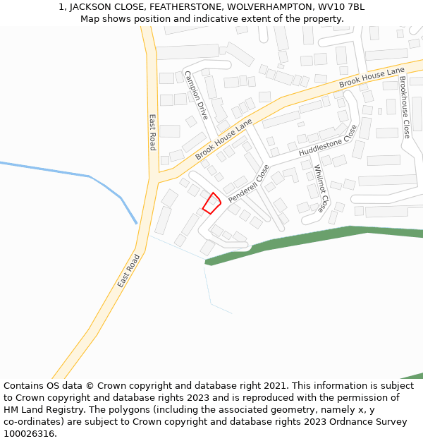 1, JACKSON CLOSE, FEATHERSTONE, WOLVERHAMPTON, WV10 7BL: Location map and indicative extent of plot