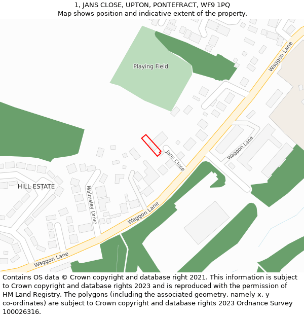 1, JANS CLOSE, UPTON, PONTEFRACT, WF9 1PQ: Location map and indicative extent of plot