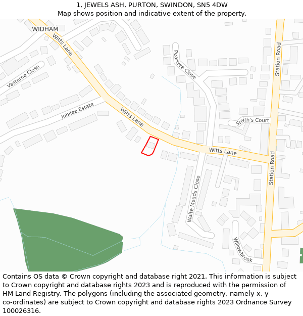 1, JEWELS ASH, PURTON, SWINDON, SN5 4DW: Location map and indicative extent of plot