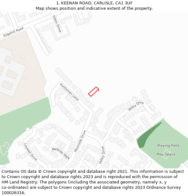 1, KEENAN ROAD, CARLISLE, CA1 3UF: Location map and indicative extent of plot