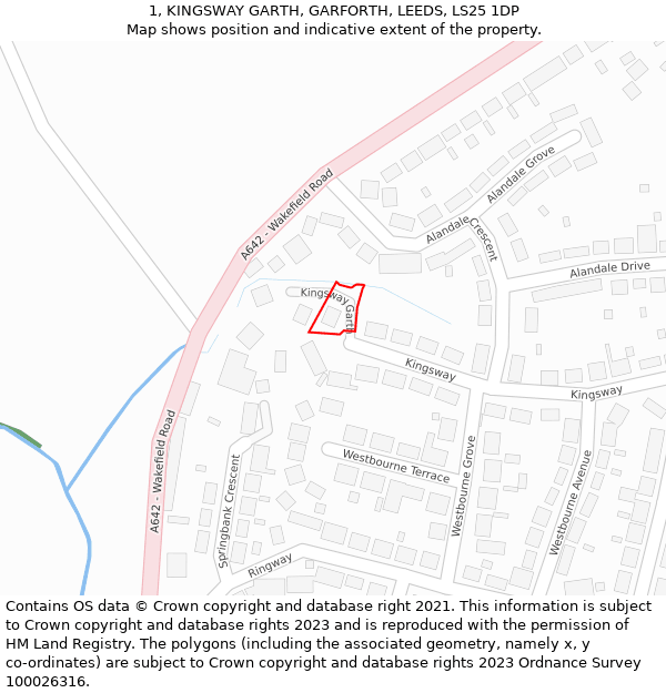 1, KINGSWAY GARTH, GARFORTH, LEEDS, LS25 1DP: Location map and indicative extent of plot