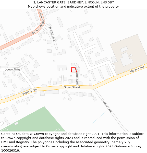 1, LANCASTER GATE, BARDNEY, LINCOLN, LN3 5BY: Location map and indicative extent of plot