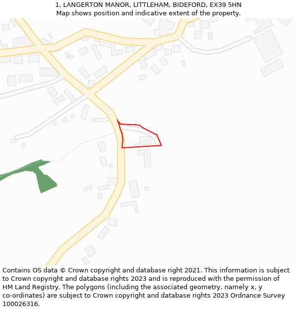 1, LANGERTON MANOR, LITTLEHAM, BIDEFORD, EX39 5HN: Location map and indicative extent of plot