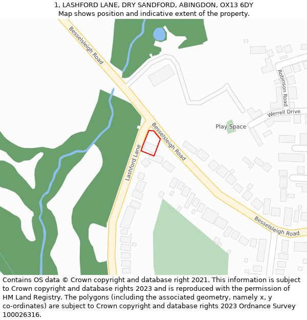 1, LASHFORD LANE, DRY SANDFORD, ABINGDON, OX13 6DY: Location map and indicative extent of plot