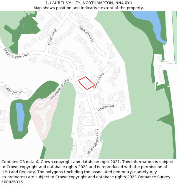 1, LAUREL VALLEY, NORTHAMPTON, NN4 0YU: Location map and indicative extent of plot