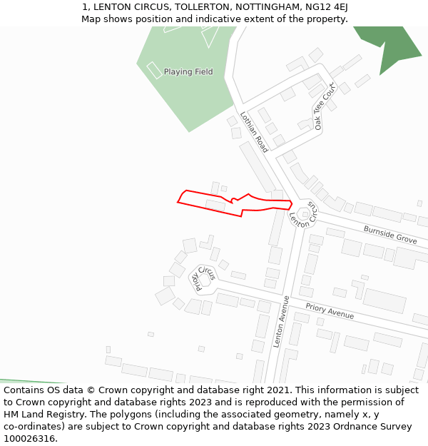 1, LENTON CIRCUS, TOLLERTON, NOTTINGHAM, NG12 4EJ: Location map and indicative extent of plot
