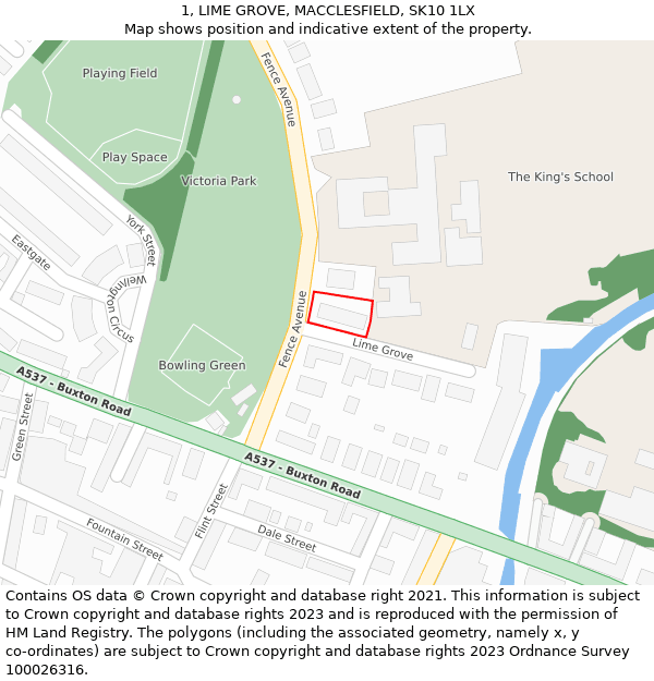 1, LIME GROVE, MACCLESFIELD, SK10 1LX: Location map and indicative extent of plot