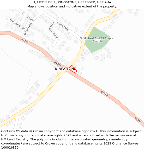 1, LITTLE DELL, KINGSTONE, HEREFORD, HR2 9HA: Location map and indicative extent of plot
