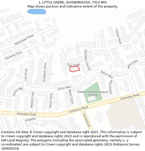 1, LITTLE GREBE, GUISBOROUGH, TS14 8PA: Location map and indicative extent of plot