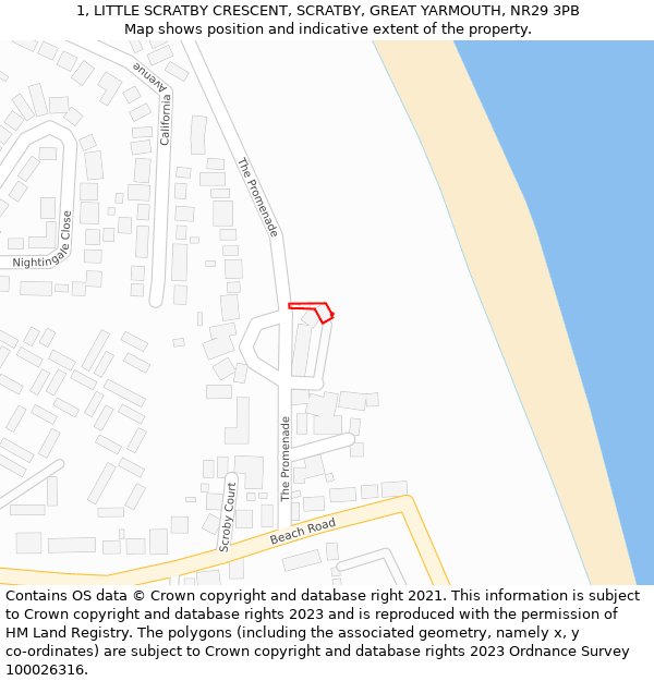 1, LITTLE SCRATBY CRESCENT, SCRATBY, GREAT YARMOUTH, NR29 3PB: Location map and indicative extent of plot