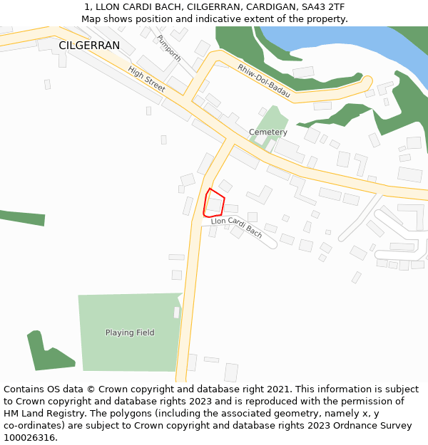 1, LLON CARDI BACH, CILGERRAN, CARDIGAN, SA43 2TF: Location map and indicative extent of plot