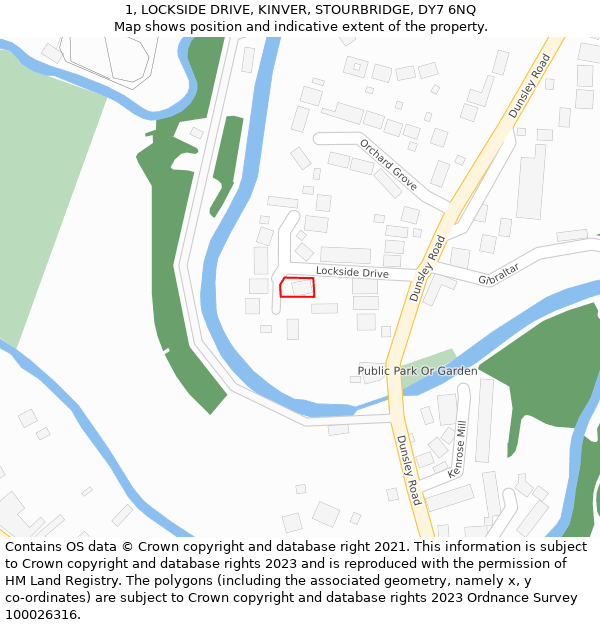 1, LOCKSIDE DRIVE, KINVER, STOURBRIDGE, DY7 6NQ: Location map and indicative extent of plot