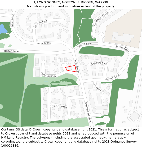 1, LONG SPINNEY, NORTON, RUNCORN, WA7 6PH: Location map and indicative extent of plot