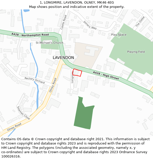 1, LONGMIRE, LAVENDON, OLNEY, MK46 4EG: Location map and indicative extent of plot
