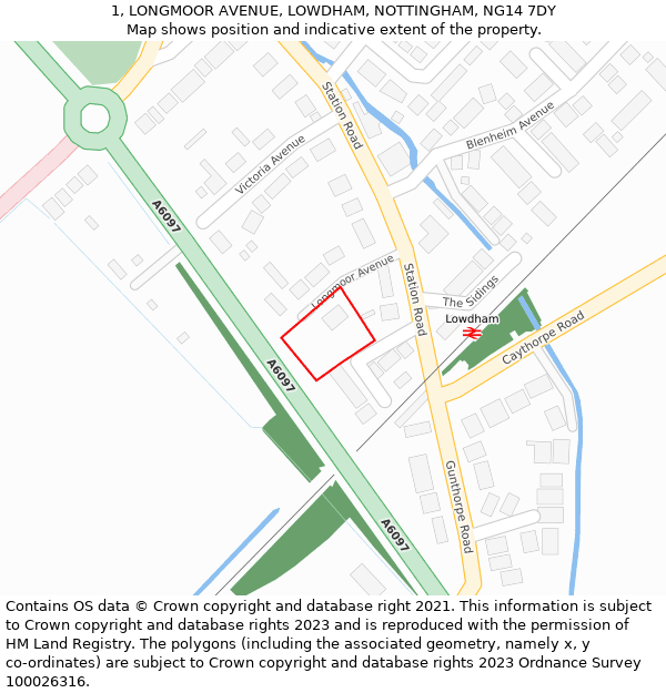 1, LONGMOOR AVENUE, LOWDHAM, NOTTINGHAM, NG14 7DY: Location map and indicative extent of plot