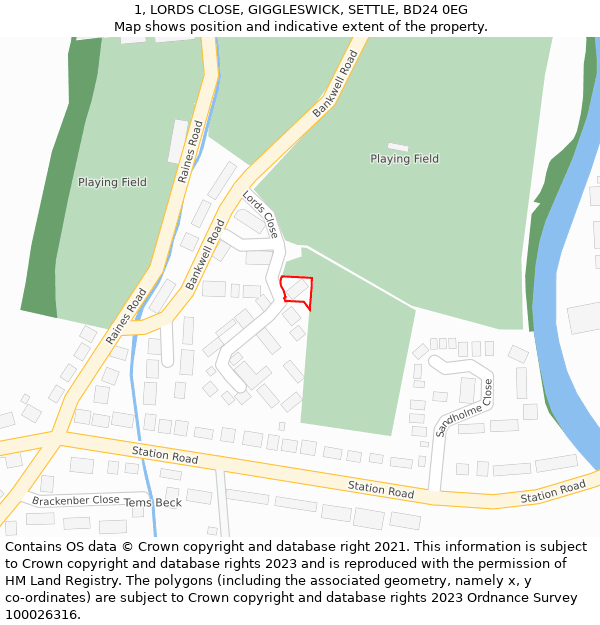 1, LORDS CLOSE, GIGGLESWICK, SETTLE, BD24 0EG: Location map and indicative extent of plot