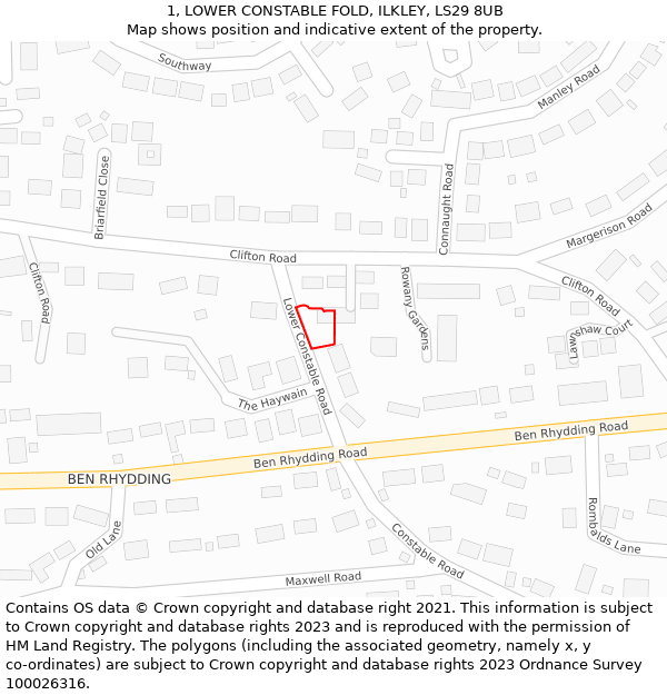 1, LOWER CONSTABLE FOLD, ILKLEY, LS29 8UB: Location map and indicative extent of plot